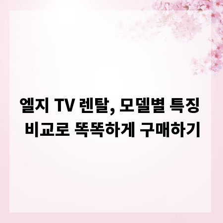엘지 TV 렌탈, 모델별 특징 비교로 똑똑하게 구매하기