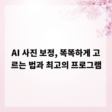 AI 사진 보정, 똑똑하게 고르는 법과 최고의 프로그램