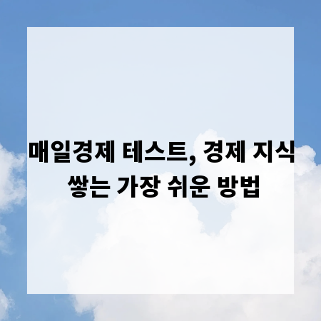 매일경제 테스트, 경제 지식 쌓는 가장 쉬운 방법