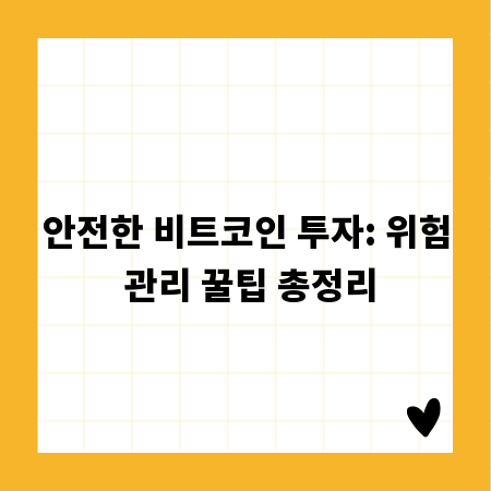 안전한 비트코인 투자: 위험 관리 꿀팁 총정리