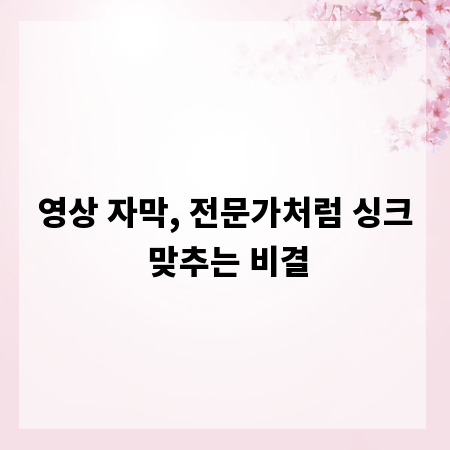 영상 자막, 전문가처럼 싱크 맞추는 비결