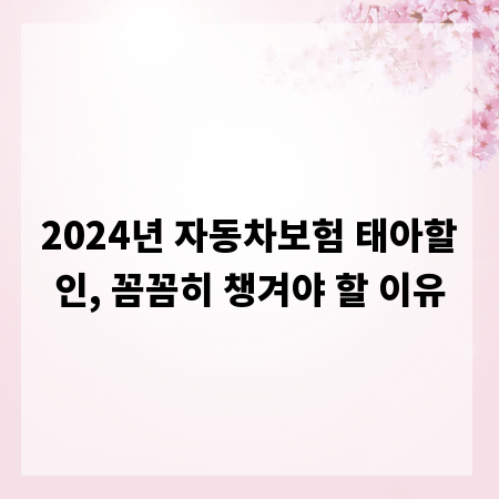 2024년 자동차보험 태아할인, 꼼꼼히 챙겨야 할 이유