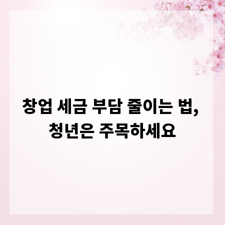 창업 세금 부담 줄이는 법, 청년은 주목하세요