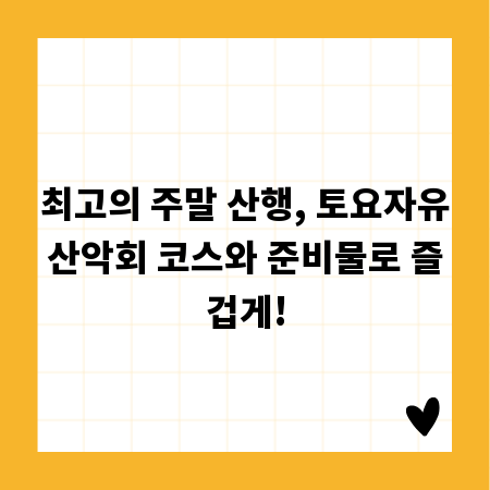 최고의 주말 산행, 토요자유산악회 코스와 준비물로 즐겁게!