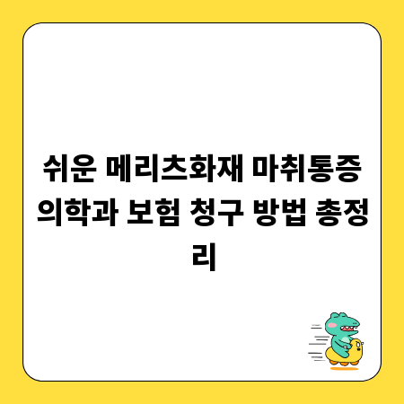 쉬운 메리츠화재 마취통증의학과 보험 청구 방법 총정리