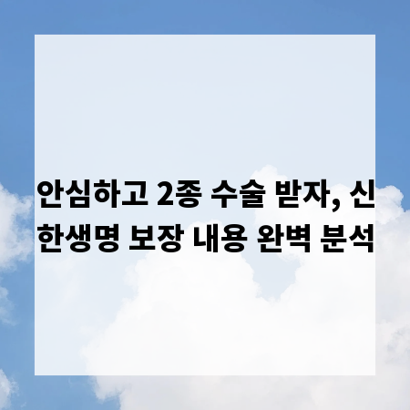 안심하고 2종 수술 받자, 신한생명 보장 내용 완벽 분석