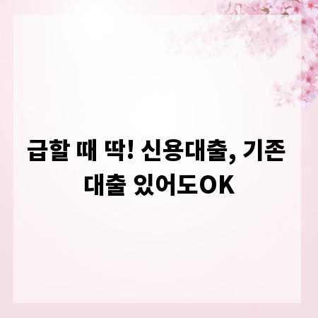 급할 때 딱! 신용대출, 기존 대출 있어도OK