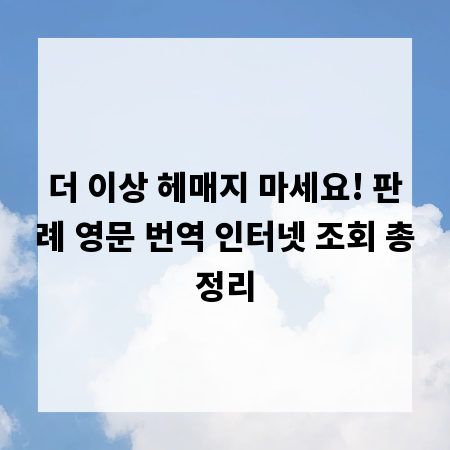 더 이상 헤매지 마세요! 판례 영문 번역 인터넷 조회 총정리