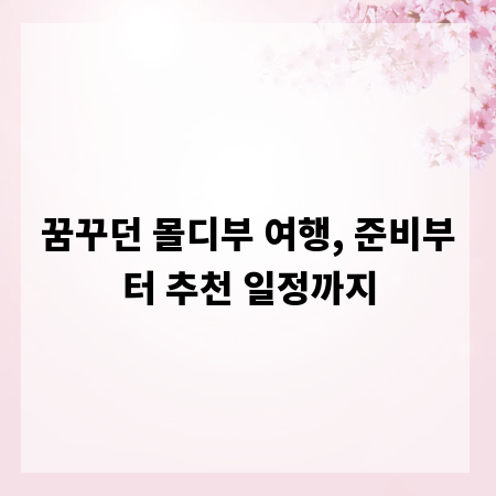 꿈꾸던 몰디부 여행, 준비부터 추천 일정까지