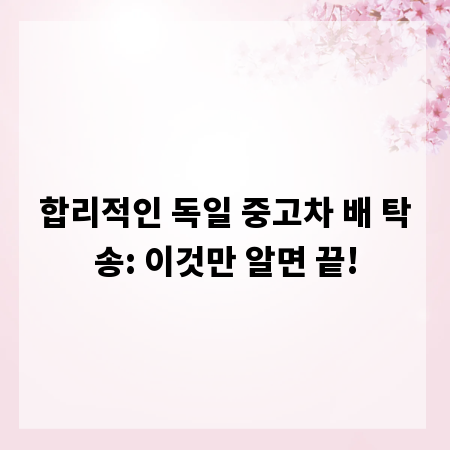 합리적인 독일 중고차 배 탁송: 이것만 알면 끝!