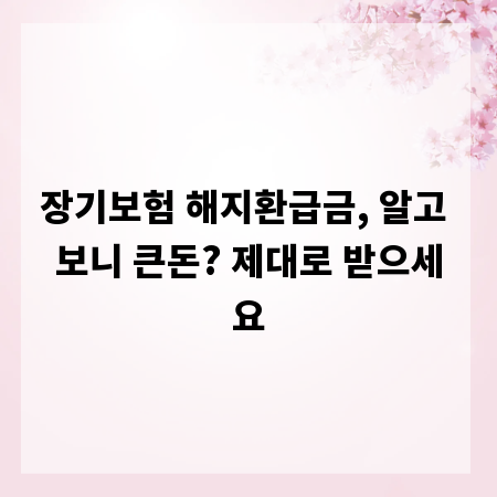 장기보험 해지환급금, 알고 보니 큰돈? 제대로 받으세요