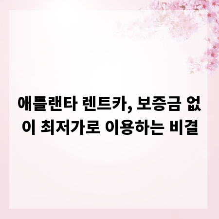 애틀랜타 렌트카, 보증금 없이 최저가로 이용하는 비결