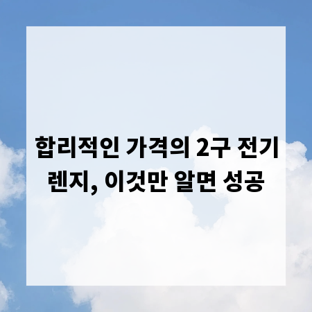 합리적인 가격의 2구 전기렌지, 이것만 알면 성공
