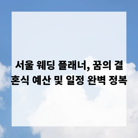 서울 웨딩 플래너, 꿈의 결혼식 예산 및 일정 완벽 정복