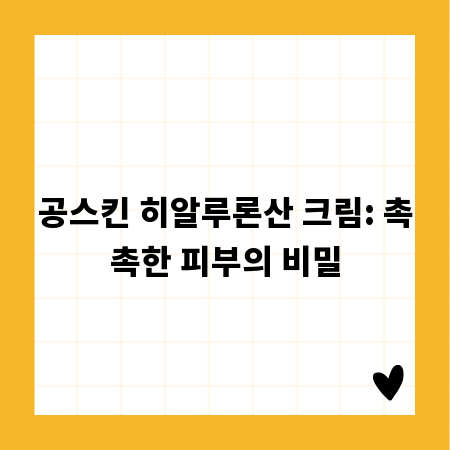 공스킨 히알루론산 크림: 촉촉한 피부의 비밀
