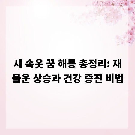 새 속옷 꿈 해몽 총정리: 재물운 상승과 건강 증진 비법