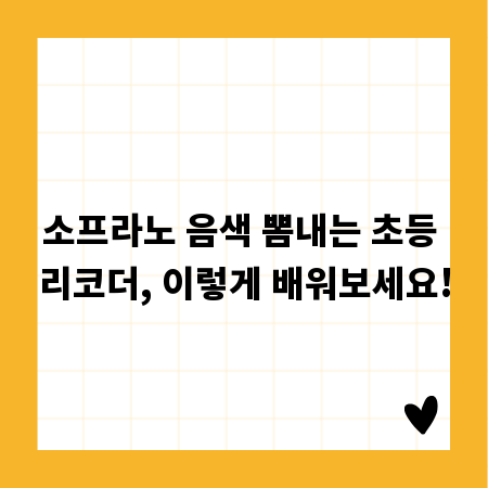 소프라노 음색 뽐내는 초등 리코더, 이렇게 배워보세요!