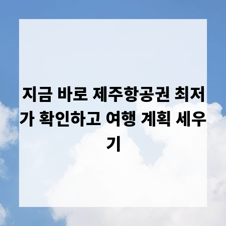 지금 바로 제주항공권 최저가 확인하고 여행 계획 세우기