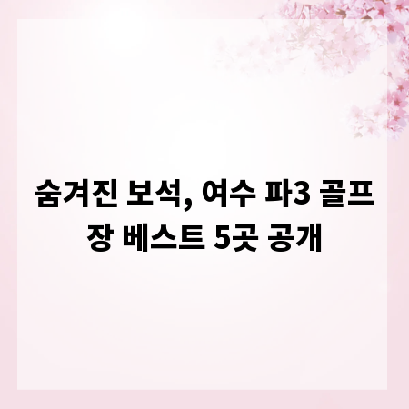 숨겨진 보석, 여수 파3 골프장 베스트 5곳 공개