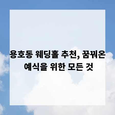 용호동 웨딩홀 추천, 꿈꿔온 예식을 위한 모든 것