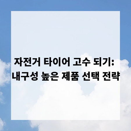 자전거 타이어 고수 되기: 내구성 높은 제품 선택 전략