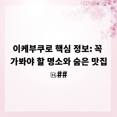이케부쿠로 핵심 정보: 꼭 가봐야 할 명소와 숨은 맛집
##