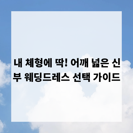 내 체형에 딱! 어깨 넓은 신부 웨딩드레스 선택 가이드