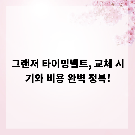 그랜저 타이밍벨트, 교체 시기와 비용 완벽 정복!