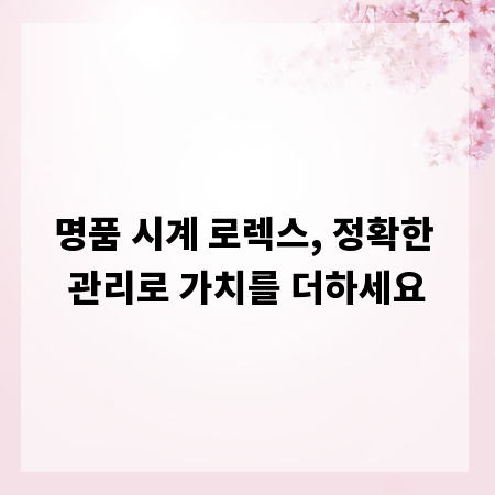 명품 시계 로렉스, 정확한 관리로 가치를 더하세요