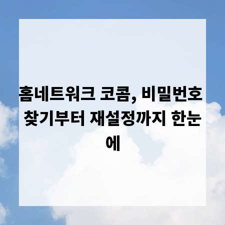 홈네트워크 코콤, 비밀번호 찾기부터 재설정까지 한눈에