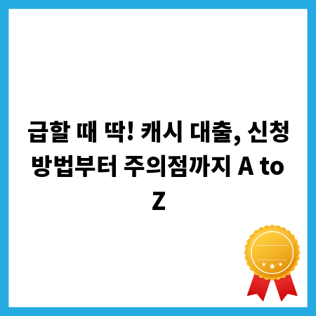 급할 때 딱! 캐시 대출, 신청 방법부터 주의점까지 A to Z