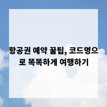 항공권 예약 꿀팁, 코드명으로 똑똑하게 여행하기