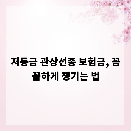 저등급 관상선종 보험금, 꼼꼼하게 챙기는 법