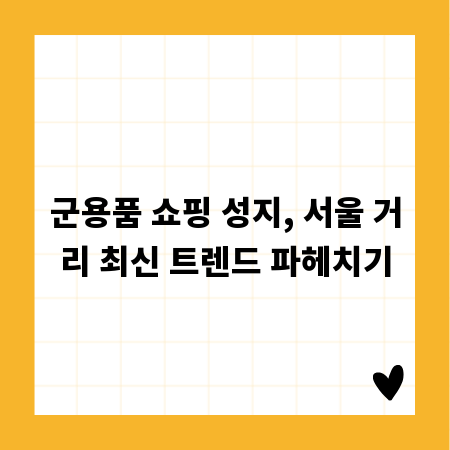 군용품 쇼핑 성지, 서울 거리 최신 트렌드 파헤치기