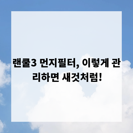 랜쿨3 먼지필터, 이렇게 관리하면 새것처럼!