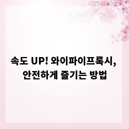 속도 UP! 와이파이프록시, 안전하게 즐기는 방법