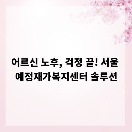 어르신 노후, 걱정 끝! 서울 예정재가복지센터 솔루션