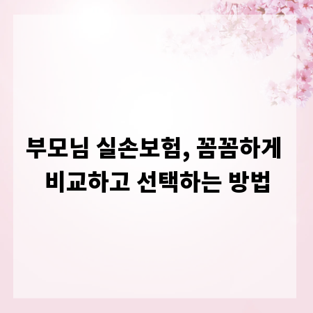 부모님 실손보험, 꼼꼼하게 비교하고 선택하는 방법