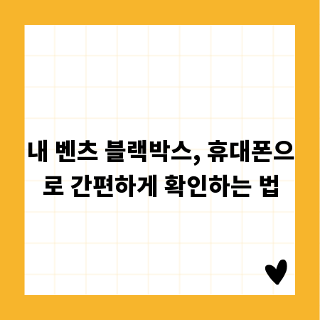 내 벤츠 블랙박스, 휴대폰으로 간편하게 확인하는 법