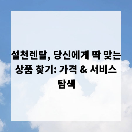 설천렌탈, 당신에게 딱 맞는 상품 찾기: 가격 & 서비스 탐색