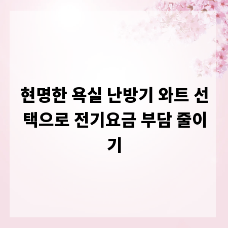 현명한 욕실 난방기 와트 선택으로 전기요금 부담 줄이기