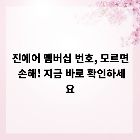 진에어 멤버십 번호, 모르면 손해! 지금 바로 확인하세요