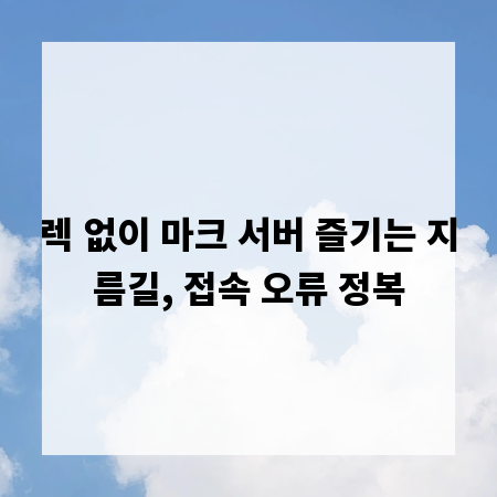 렉 없이 마크 서버 즐기는 지름길, 접속 오류 정복