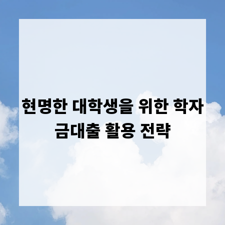 현명한 대학생을 위한 학자금대출 활용 전략