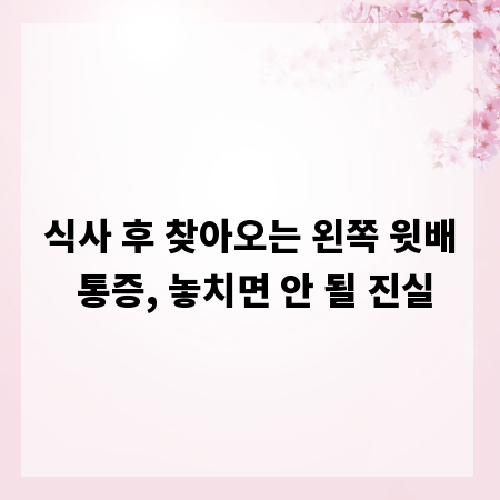 식사 후 찾아오는 왼쪽 윗배 통증, 놓치면 안 될 진실