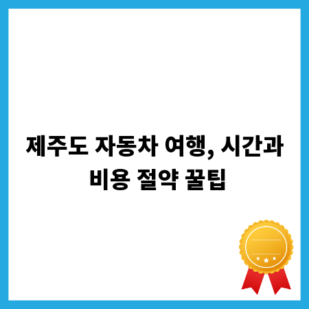 제주도 자동차 여행, 시간과 비용 절약 꿀팁