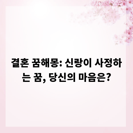 결혼 꿈해몽: 신랑이 사정하는 꿈, 당신의 마음은?