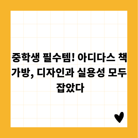 중학생 필수템! 아디다스 책가방, 디자인과 실용성 모두 잡았다