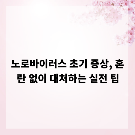 노로바이러스 초기 증상, 혼란 없이 대처하는 실전 팁