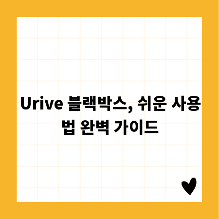 Urive 블랙박스, 쉬운 사용법 완벽 가이드